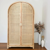 Nouveau design Armoires de salon modernes Armoire en rotin à 2 portes arquées Armoire à vêtements Armoire penderie Mobilier d'intérieur