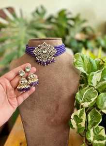 ชุดต่างหูแบบโชกเกอร์ลายทองโบราณมีสไตล์ชุดเครื่องประดับทองเหลืองที่ทันสมัยสำหรับงานแต่งงานของขวัญวันครบรอบ - Product Image 3