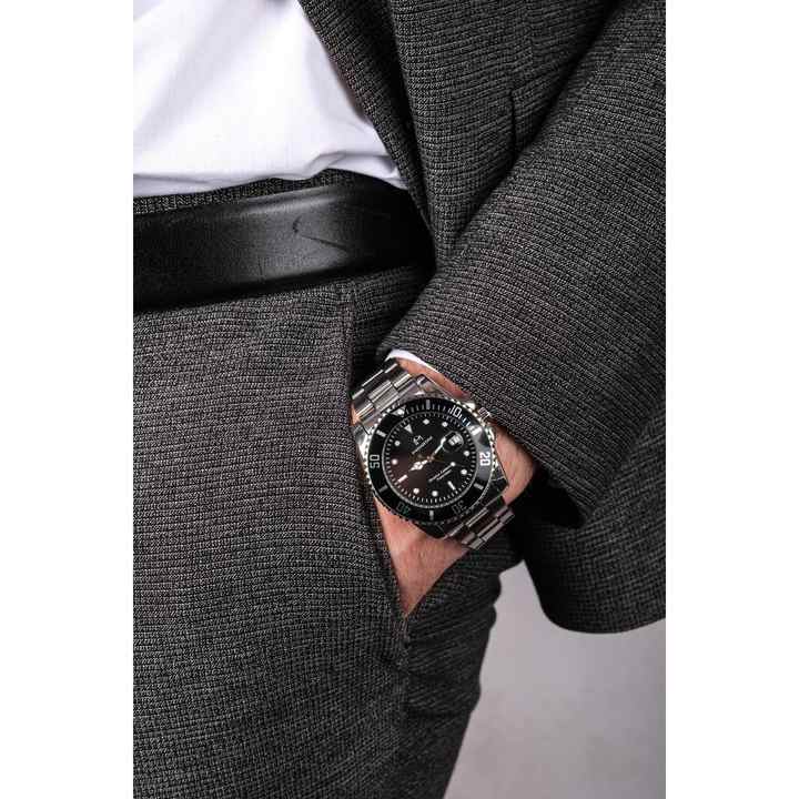 Active Calendar Function Rotating Bezel Steel Strap Men's Wristwatch Bracelet Gift