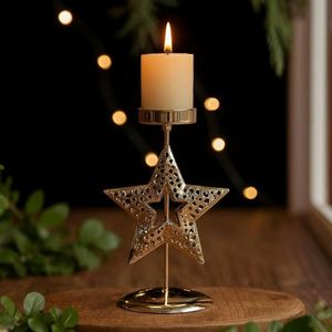 Christmas Candlestick Holder Set metal <b>Star</b> <b>Tree</b> Snowflake Decorative Home Decoration Heat Resistant - Product Image 5