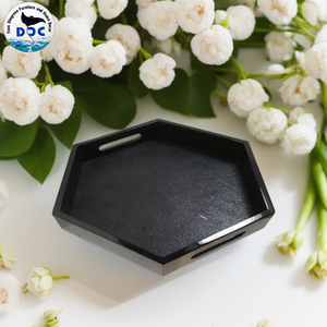 Plateaux de service de stockage en faux hexagone Shagreen de haute qualité 100% faits à la main pour la décoration de la maison - Product Image 2