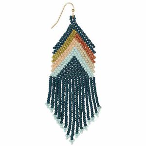 Boucles d'oreilles longues à franges perlées colorées faites à la main pour femmes, personnalisables, par MULTI CRAFT - Product Image 2