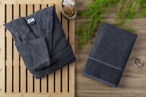 CORESOFT LUXURY RIBBED STRIPED COTTON <b>TOWELING</b> / BATHROBES-<b>TURKISH</b> WOVEN ECO-FRIENDLY RECTANGLE HOME USE - Product Image 2