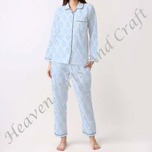 Conjunto de Pijamas de Algodón 100% para Mujer, Ropa de Dormir Suave para el Hogar, Conjunto de Pijamas de Primavera/Verano con Estampado Floral/Personajes/Letras/Estampado/Vacaciones/Árbol PJ052 - Product Image 5