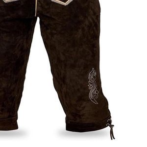 Nouveaux shorts bavarois en cuir Lederhosen pour l'Oktoberfest, taille haute, cuir de haute qualité, finition foncée, design unique, Kneibund, meilleur prix - Product Image 6
