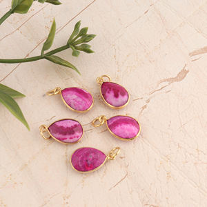 Conector de bisel hecho a mano, Conector de cuarzo solar púrpura delicado natural, Latón chapado en oro, componentes de diseñador DIY, hallazgos - Product Image 5