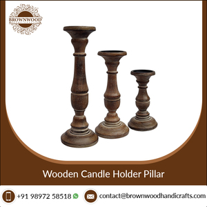 Soporte de vela de madera hecho a mano, diseño moderno, gran oferta, alta calidad, decorativo para boda, Pilar, Juego de 3 - Product Image 3