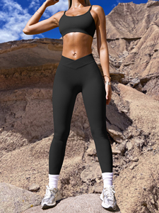Vente chaude taille haute femmes Fitness Yoga Leggings fesses levage pantalons d'entraînement avec Logo personnalisable taille élastique - Product Image 5