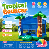 Château gonflable tropical en forme de palmier, château gonflable commercial pour enfants, structure gonflable pour fêtes en extérieur à louer