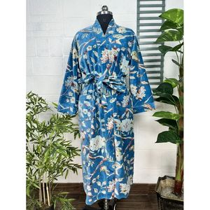Bata de terciopelo de lujo unisex, estilo kimono, reversible, con forro de seda, para otoño/invierno, elegante, color verde Ikat Malibu azulado, talla XL, suave, para el hogar. - Product Image 3