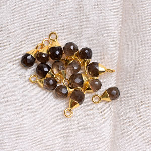 Colgante de lágrima de cuarzo ahumado, collar galvanizado de piedras preciosas facetadas, joyería hecha a mano para mujer, abalorio de cristal curativo - Product Image 3