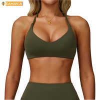 Soutien-gorge de sport pour femme Samavia personnalisé, magnifique, sans couture, à maintien élevé, dos nu, avec nœud frontal, en Nylon Spandex, pour Yoga, Gym et Fitness