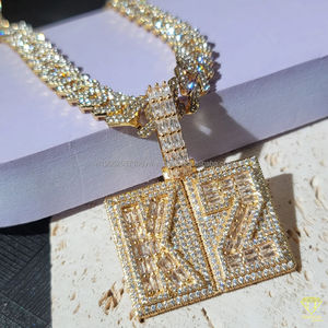 Collar de letras KZ personalizado de lujo Iced Out VVS Lab Grown Pendant Hip Hop Style para raperos y trendsetters - Product Image 4