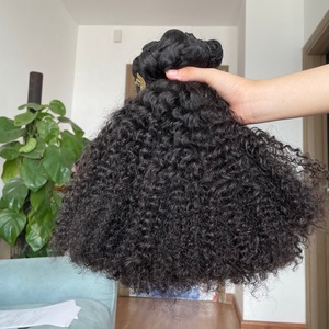 Fourniture d'usine en gros Double Drawn 100% cheveux vierges bruts Kinky Curly Natural Wave paquet de cheveux raides Extensions de cheveux humains - Product Image 3
