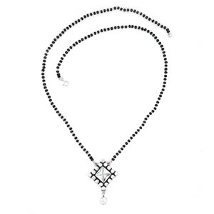Collar de piedras preciosas de circón de Plata de Ley 925 hecho a mano con collares colgantes finos de perlas para mujeres Manglasutra regalo para ella - Product Image 2