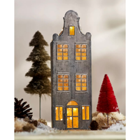 Nouvelles décorations uniques pour Halloween : Grand porte-bougie en fer en forme de maison hantée, durable et écologique, pour la saison des fêtes
