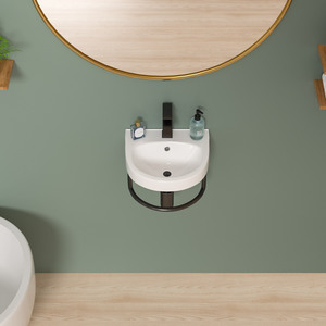 Free Shipping USA Stock White Ceramic Wash Basin Wall Hung Art Basin Modern <strong>Bathroom</strong> <strong>Sinks</strong> Wall Mount Hand Washing <strong>Bowl</strong> - Product Image 3