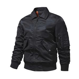 Blouson bombardier classique léger de couleur unie pour hommes col montant zippé à manches longues 100% polyester revêtement d'hiver appliqué - Product Image 4