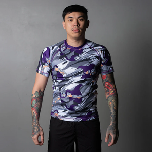 Best Quality Men's Rash Guard Sublimation Printed Spandex for BJJ Gym <b>Surfing</b> Compression MMA Shirts Canvas Washed Technique - Product Image 5