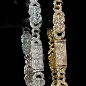 Chaîne infinie entièrement sertie de diamants personnalisée de luxe, unisexe, en moissanite, bijoux de corps uniques plaqués or pour les fêtes - Product Image 2