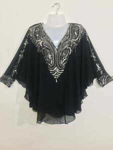 Precio a granel oferta nuevo trabajo hecho a mano de lujo bordado con cuentas Georgette multicolor Dubai corto Kaftan marroquí fiesta desgaste señoras Maxi - Product Image 3