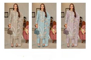 ORGANZA EMBROIDERED WITH HAND WORK PAKISTANI STYLE DRESS MATERIAL PERFECT FOR PAKISTANI COLLECTION - Product Image 3
