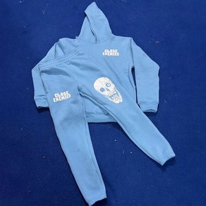 Traje de chándal completo Unisex 100% algodón grueso polar de gran tamaño chándal acampanado Jogger pantalones Streetwear sudaderas con capucha para hombres y mujeres invierno - Product Image 4