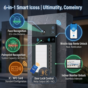 Système de contrôle d'accès intelligent Hiwink, système d'interphone vidéo IP 2K, multi-appartements, sonnette PoE à 8 boutons, déverrouillage par reconnaissance faciale et palmaire - Product Image 2