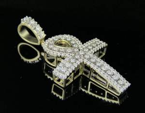 Luxury Sterling <b>Silver</b> Gold <b>Cross</b> <b>Pendant</b> with Halo Ring Fully Iced Brilliant Moissanite Premium Hip Hop Unisex Jewellery Charm - Product Image 4