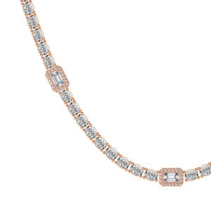 Conjunto de collar de cadena de eslabones de tenis de compromiso con ajuste de garra de moissanita cultivada en laboratorio de oro sólido rosa de 14K personalizado - Product Image 2