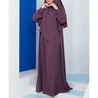 Ensemble assorti de luxe en soie Hajira-Medina, abaya longue de Dubaï, vêtements islamiques élégants, anti-plis, faits main, avec khimar, vente en gros sur mesure