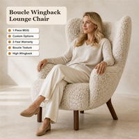 Fauteuil lounge personnalisé à dossier haut en bouclette, fauteuil d'appoint rembourré pour salon, chambre à coucher, hôtel