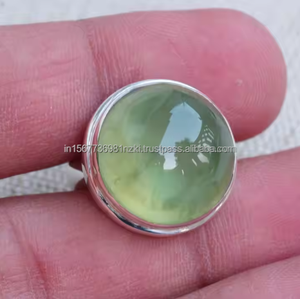 Anillo de Aventurina Vintage, anillo de boda de piedras preciosas verdes, joyería de plata hecha a mano inspirada en la naturaleza, regalo de rodio para él/ella para fiestas - Product Image 4