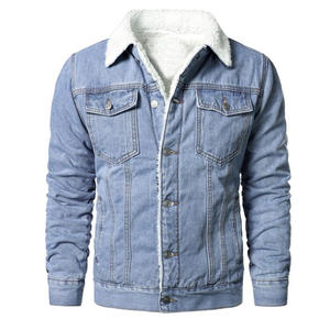 Veste en jean vintage pour homme, très vendue, doublure en fourrure, détails boutonnés, coupe-vent, respirante, confortable - Product Image 1