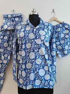 Conjunto de Pijama Ligero de Verano para Mujer, 100% Algodón, Estampado Floral, Mangas Largas, Cierre de Botones, Pantalones Jogger de Tiro Alto - Lujo - Product Image 4