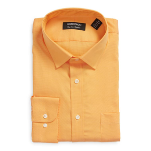 Camicia da Uomo Nordstrom Casual in Popeline di Cotone con Bottoni, Vestibilità Slim e Antipiega, Arancione Ray, Taglia 6XL - Product Image 1
