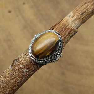 Anillo bohemio de piedra preciosa de ojo de tigre de Plata de Ley 925, joyería Bohemia fina hecha a mano Natural, precio principal de fábrica al por mayor - Product Image 2