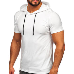 Camisetas sin mangas con capucha de entrenamiento para hombres de alta calidad, sudaderas con capucha de gimnasio de media manga, culturismo, músculo T. Camisas sudaderas 100% algodón - Product Image 2