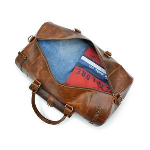 Portable grande capacité étanche luxe fermeture éclair poche humide en cuir Sport voyage Gym week-end sac polochon pour hommes femmes - Product Image 5