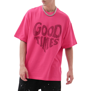 เสื้อยืดผ้าฝ้าย100% เฮฟวีเวตคอกลมประดับด้วยพลอยเทียมสำหรับผู้ชายเหมาะกับชายและหญิง - Product Image 3