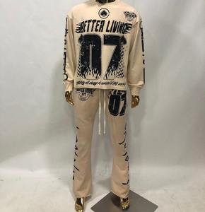 ชุดวอร์มผ้าฝ้ายลายกรดชุดวอร์มผ้าเกล็ดปลาชุดวอร์มผ้าคอตตอนผ้าเทอร์รี่กันแดดซีดจางแบบมีถุงใส่วิ่งชุดวอร์มและกางเกง - Product Image 1