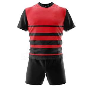 Tenues de rugby et de football pour hommes de haute qualité, logo personnalisé, respirantes, 100% polyester, ensembles ajustés en usine, très vendus - Product Image 1