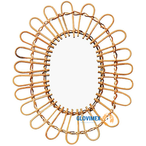 High Good Quality Bamboo Rattan Small Round <b>Mirror</b> <b>Bathroom</b> <b>Mirror</b> Decor Natural Safe Wicker Bedroom Furniture - Product Image 1