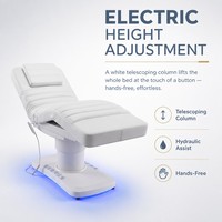 Table de Soin Esthétique Électrique Blanche Réglable Hydraulique avec Base Lumineuse LED et Télécommande pour Traitement Facial – Équipement de Salon