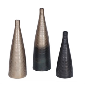 Ensemble de vases à fleurs en métal côtelé de style nordique moderne avec base antidérapante, décoration de table de mariage, décoration de maison de luxe écologique - Product Image 2