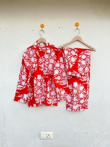 Conjunto de pijama de algodón para mujer, traje de noche de verano suave, ropa de dormir Floral de salón, ropa de descanso India hecha a mano, PJs listos para regalo de dama de honor - Product Image 3