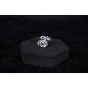 NOVAMART Fine Rhodium & Gold Plated Sterling Silver Diamond Engagement Wedding <b>Ring</b> Wholesale Export - Product Image 3