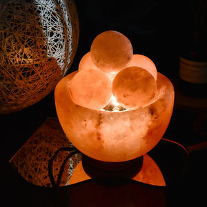 Night Light Pink Himalayan Salt <b>Lamps</b> Polished Base Salt <b>Lamp</b> Himalayan Best Fire Bowl Salt <b>Lamp</b> With Massage <b>Balls</b> Wooden base - Product Image 6