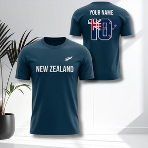 Set di Maglie da Calcio Ispirate alla Nuova Zelanda con Nome e Numero Personalizzabili, Maglie Blu Navy per Tifosi - Accessori Personalizzabili - Product Image 1