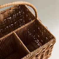 Handgemaakte Rotan Geweven Opbergmand Met Handvat Multi-Compartiment Organizer Voor Eettafel Keuken Picknick Home Decor